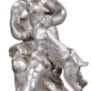 Casa Padrino Luxus Bronzefigur Engel mit Lamm Silber 21 x 20 x H. 38 cm - Deko Bronze Skulptur