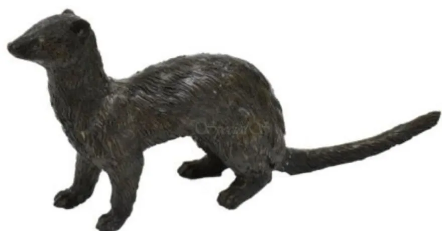 Casa Padrino Luxus Bronzefigur Hermelin Wiesel Bronze / Schwarz 45 x 10 x H. 20 cm - Elegante Dekofigur