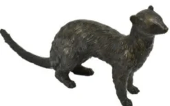 Casa Padrino Luxus Bronzefigur Hermelin Wiesel Bronze / Schwarz 45 x 10 x H. 20 cm - Elegante Dekofigur