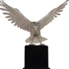 Casa Padrino Luxus Bronzefigur Adler Silber / Schwarz 40 x 20 x H. 37 cm - Versilberte Bronze Skulptur mit Sockel - Schreibtisch Deko - Wohnzimmer Deko - Luxus Qualität