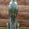 Casa Padrino Luxus Bronze Schirmständer Skulptur Windhund Silber 38 x 43 x H. 81 cm - Deko Bronzefigur - Luxus Kollektion