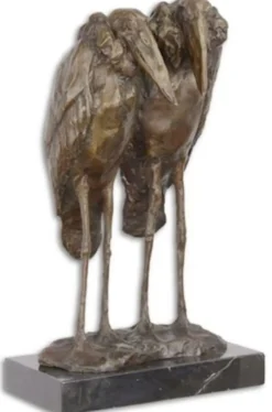 Casa Padrino Luxus Bronze Skulptur Marabu Störche Bronze / Schwarz 21,2 x 16,7 x H. 35,8 cm - Bronzefigur mit Marmorsockel - Dekofigur