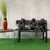Casa Padrino Luxus Bronze Skulptur 3 Affen auf Sitzbank 112 x 46 x H. 76 cm - Wohnzimmer Deko Figur - Luxus Deko Accessoires