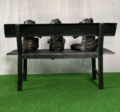 Casa Padrino Luxus Bronze Skulptur 3 Affen auf Sitzbank 112 x 46 x H. 76 cm - Wohnzimmer Deko Figur - Luxus Deko Accessoires