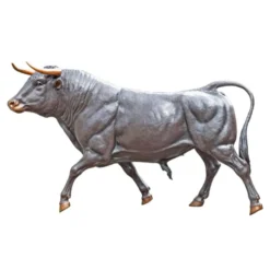 Casa Padrino Luxus Bronze Skulptur Schreitender Stier Bronze / Gold / Braun 264 x H. 160 cm - Lebensgroße Bronzefigur - Riesige Gartenfigur - Garten Deko