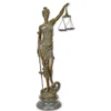 Casa Padrino Luxus Bronze Skulptur Justitia Bronze / Schwarz 27 x 37,8 x H. 98,4 cm - Bronzefigur mit Marmorsockel - Deko Figur