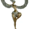 Casa Padrino Luxus Bronze Skulptur Frau mit Flügeln Bronze / Grau / Schwarz 49,7 x 23,8 x H. 90,4 cm - Bronzefigur mit Marmor Sockel