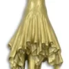 Casa Padrino Luxus Bronze Skulptur Tänzerin Gold / Schwarz 12,9 x 12,9 x H. 44,6 cm - Bronzefigur mit Marmorsockel - Deko Accessoires