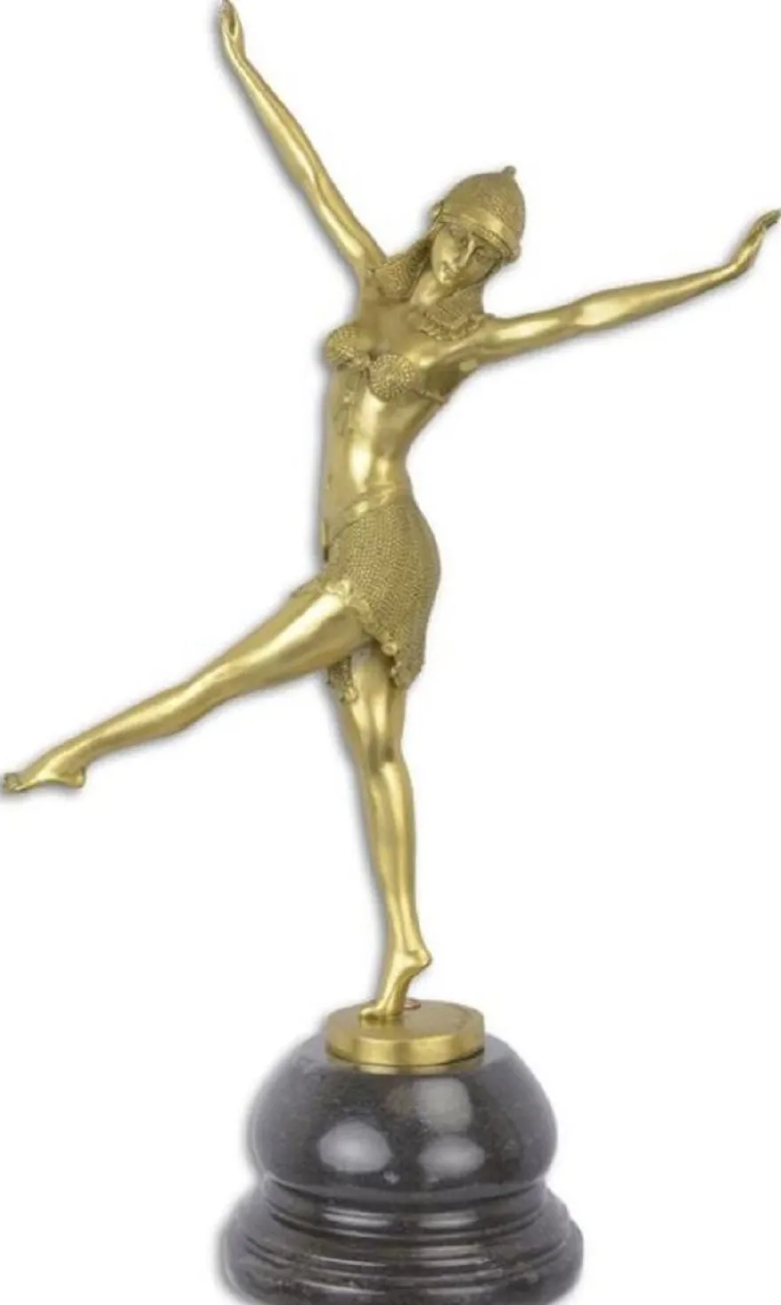 Casa Padrino Luxus Bronze Skulptur Arabische Tänzerin Gold / Schwarz 12,9 x 27,8 x H. 45,4 cm - Bronzefigur mit Marmorsockel - Deko Accessoires