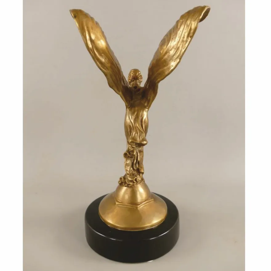 Casa Padrino Luxus Bronze Skulptur Frau mit Flügel H. 33 cm - Schreibtisch Deko