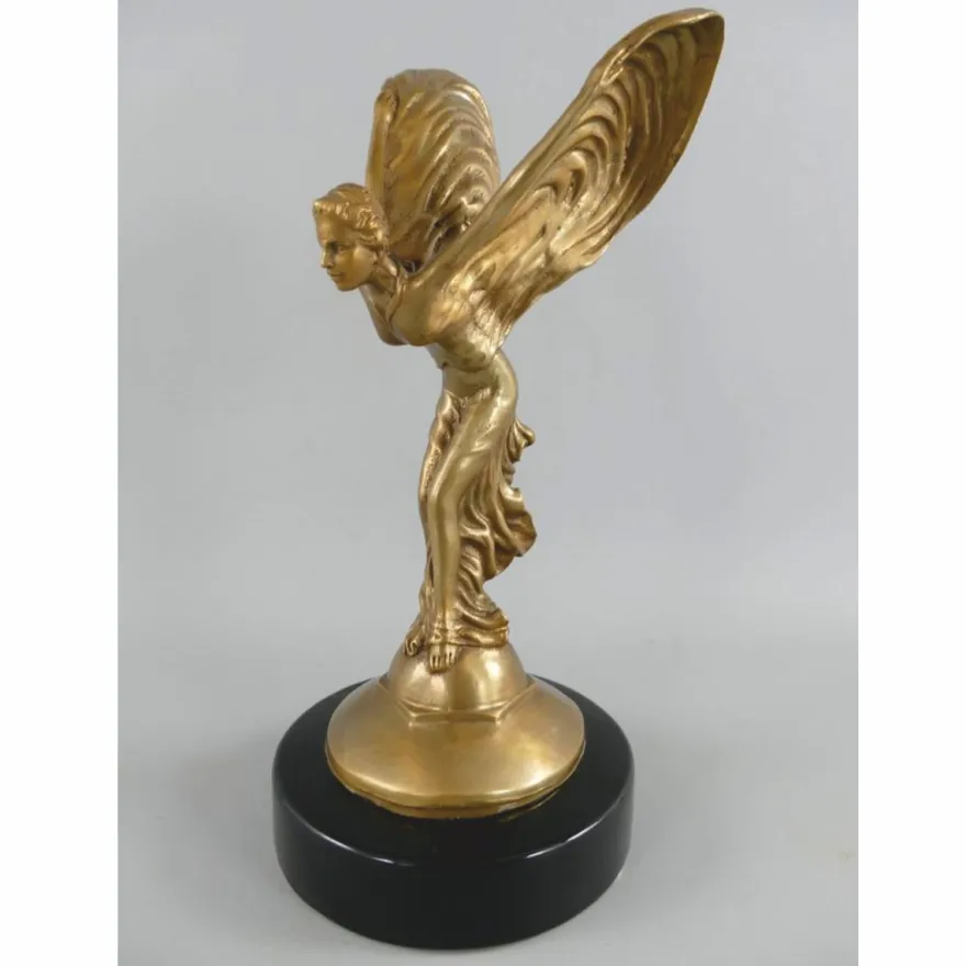 Casa Padrino Luxus Bronze Skulptur Frau mit Flügel H. 33 cm - Schreibtisch Deko