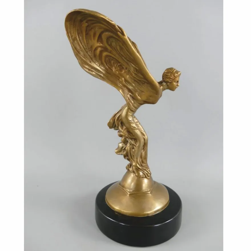 Casa Padrino Luxus Bronze Skulptur Frau mit Flügel H. 33 cm - Schreibtisch Deko