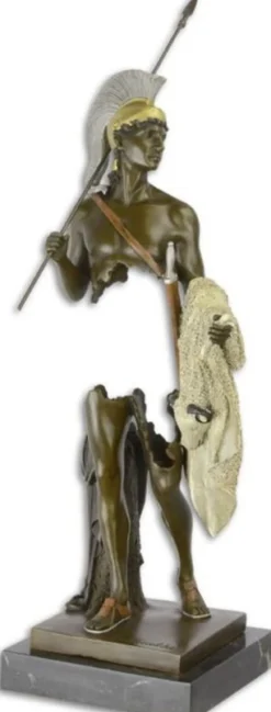 Casa Padrino Luxus Bronze Skulptur Römer mit goldenem Fleece Bronze / Gold / Schwarz 16,2 x 16 x H. 44,6 cm - Bronzefigur mit Marmorsockel - Deko Accessoires