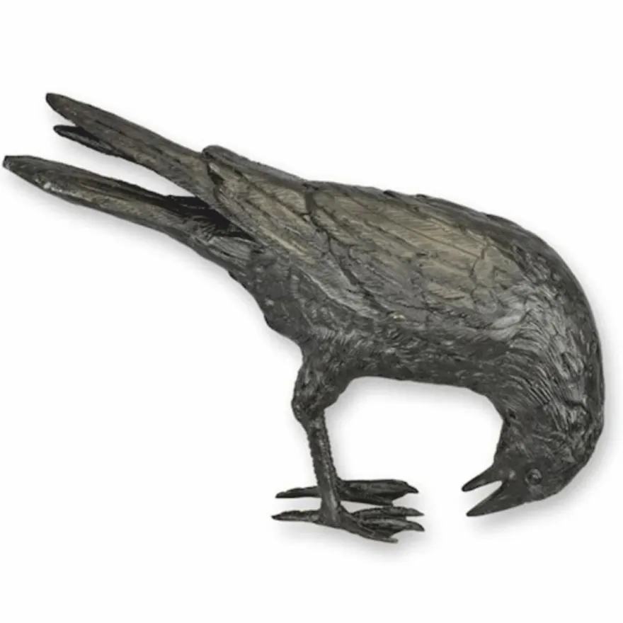 Casa Padrino Luxus Bronze Skulptur Vogel Rabe Schwarz 45,5 cm - Deko Figur