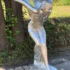 Casa Padrino Luxus Bronze Skulptur Spirit of Ecstasy Frau mit Flügel Silber / Schwarz 117 x 122 x H. 168 cm - Riesige Bronzefigur mit Marmorsockel - Luxus Deko Accessoires