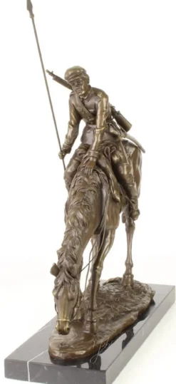 Casa Padrino Luxus Bronze Skulptur Soldat mit Pferd Bronze / Gold / Schwarz 43,9 x 15 x H. 43,2 cm - Deko Bronzefigur