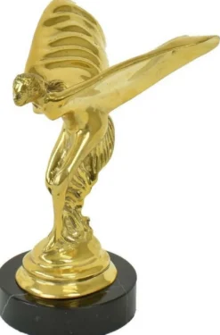 Casa Padrino Luxus Bronze Skulptur Spirit of Ecstasy Frau mit Flügeln Gold / Schwarz 15 x 15 x H. 21 cm - Edle Bronzefigur mit Marmorsockel - Luxus Deko Accessoires
