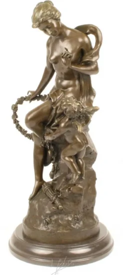 Casa Padrino Luxus Bronze Skulptur Das Band Der Liebe Bronze / Gold / Grau 30,5 x 24 x H. 54,8 cm - Dekofigur mit Marmorsockel