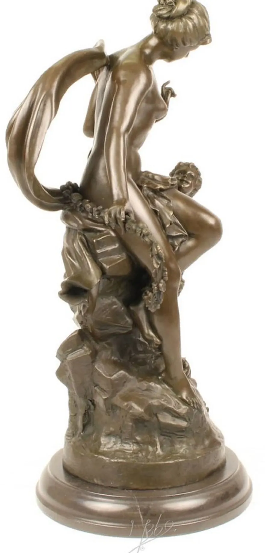 Casa Padrino Luxus Bronze Skulptur Das Band Der Liebe Bronze / Gold / Grau 30,5 x 24 x H. 54,8 cm - Dekofigur mit Marmorsockel
