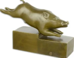 Casa Padrino Luxus Bronze Skulptur Wildschwein Bronze / Gold 35,5 x 10,3 x H. 23,2 cm - Deko Bronzefigur