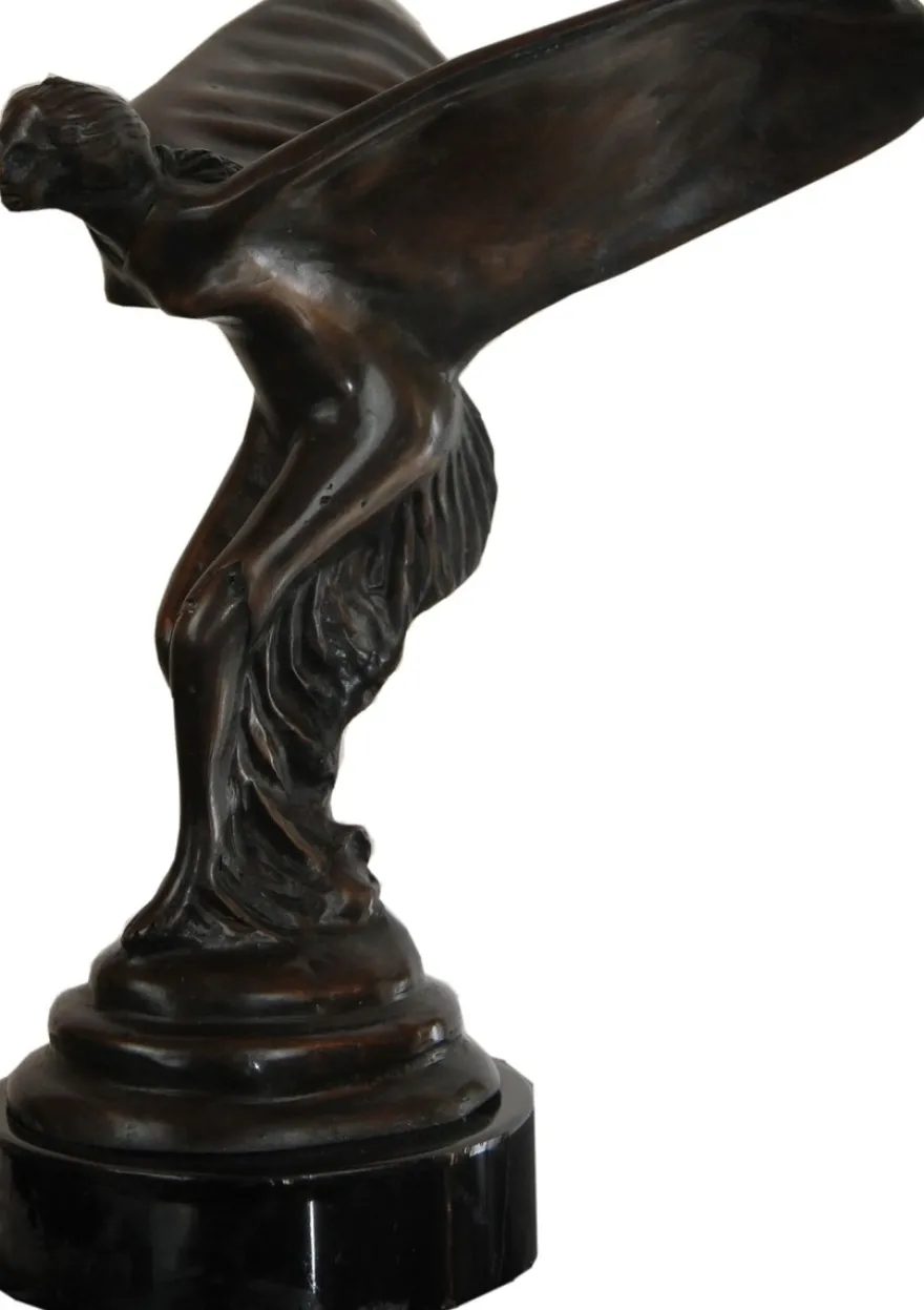 Casa Padrino Luxus Bronze Skulptur Lady with Wings Bronze / Schwarz 15 x 17 x H. 21 cm - Edle Bronzefigur mit Marmorsockel