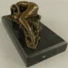 Casa Padrino Luxus Bronze Skulptur schlafende Frau Bronze / Schwarz 22 x 11 x H. 10 cm - Bronze Figur mit Marmorsockel - Schreibtisch Deko Accessoires