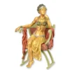 Casa Padrino Luxus Bronze Skulptur Tänzerin im Sessel Gold / Grün / Rot 31,8 x 25,6 x H. 46,8 cm - Kalt bemalte Bronzefigur - Deko Figur