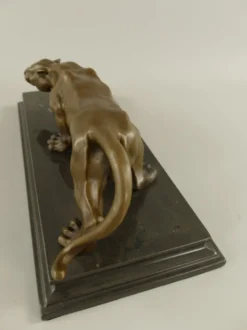 Casa Padrino Luxus Bronze Skulptur Leopard auf Marmorsockel 40 cm Antik Stil