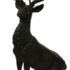 Casa Padrino Luxus Bronze Skulptur Hirsch auf Felsen Bronze / Schwarz 80 x 60 x H. 160 cm - Bronzefigur - Tierfigur - Hotel & Restaurant Deko Accessoires