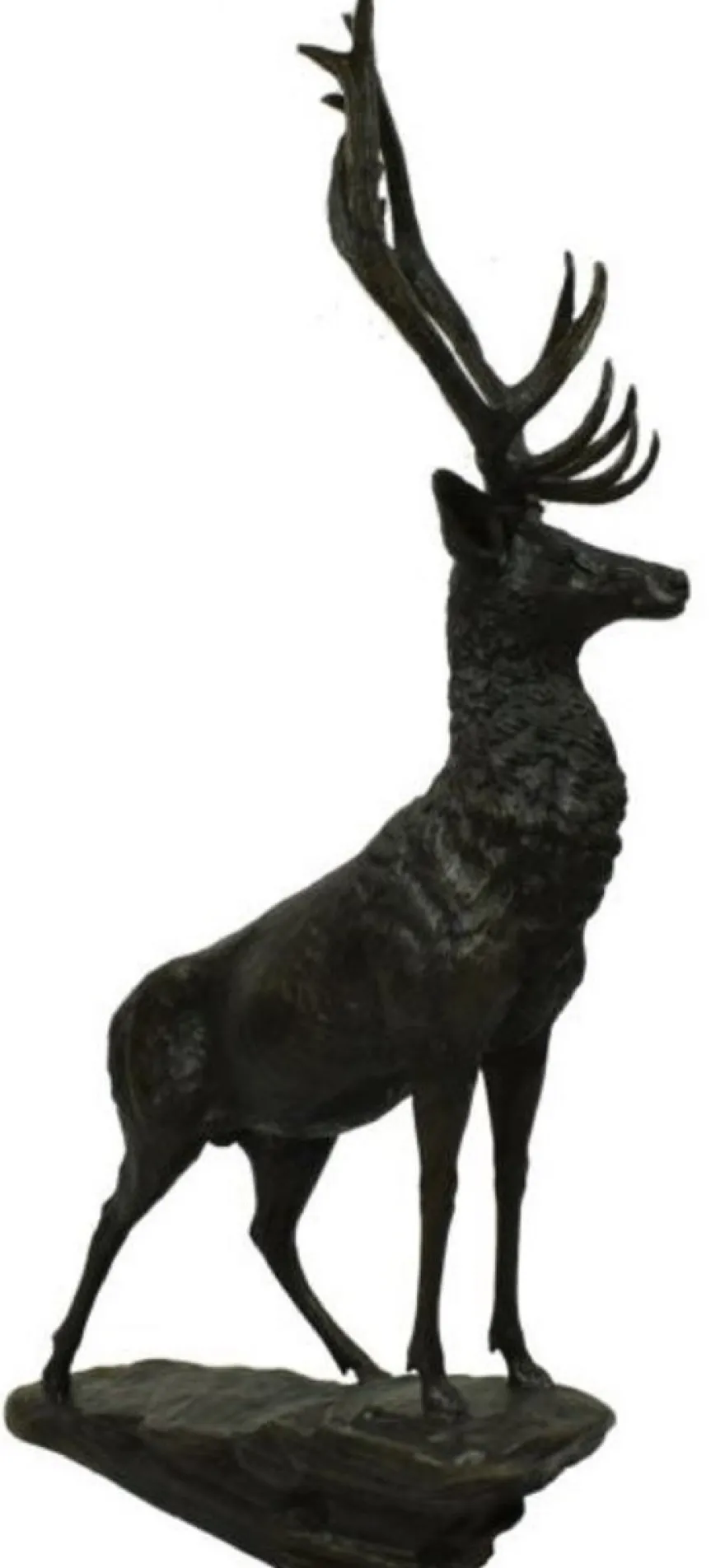 Casa Padrino Luxus Bronze Skulptur Hirsch auf Felsen Bronze / Schwarz 80 x 60 x H. 160 cm - Bronzefigur - Tierfigur - Hotel & Restaurant Deko Accessoires