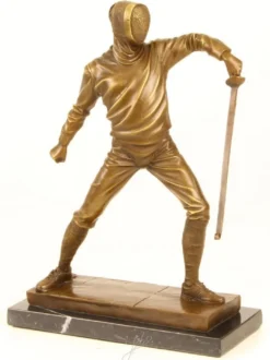 Casa Padrino Luxus Bronze Skulptur Fechter Gold / Bronze / Schwarz 21,5 x 9,5 x H. 31 cm - Bronzefigur