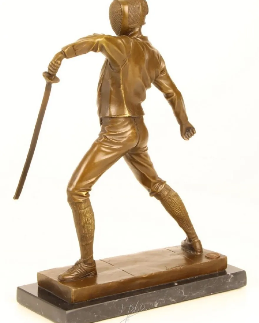 Casa Padrino Luxus Bronze Skulptur Fechter Gold / Bronze / Schwarz 21,5 x 9,5 x H. 31 cm - Bronzefigur