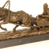 Casa Padrino Luxus Bronze Skulptur Pferd zieht Schlitten Bronze / Gold / Schwarz 42,1 x 13 x H. 19 cm - Luxus Qualität
