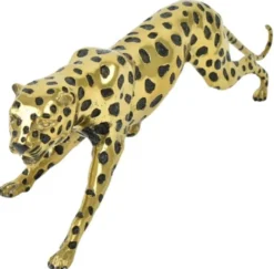 Casa Padrino Luxus Bronze Skulptur Gepard Gold / Schwarz 62 x 14 x H. 18 cm - Bronze Deko Figur - Bronze Tierfigur - Luxus Deko Accessoires