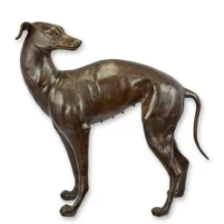 Casa Padrino Luxus Bronze Skulptur Windhund Bronze / Braun 97,5 x H. 97 cm - Lebensgroße Bronzefigur - Deko Figur