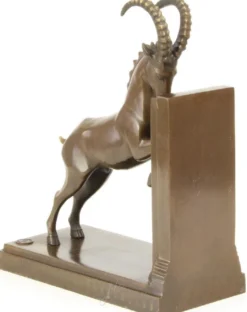 Casa Padrino Luxus Bronze Springbock Buchstütze 20,4 x 10 x H. 25,6 cm - Deko Bronzefigur