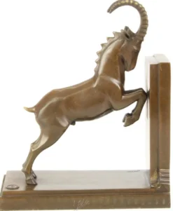Casa Padrino Luxus Bronze Springbock Buchstütze 20,4 x 10 x H. 25,6 cm - Deko Bronzefigur