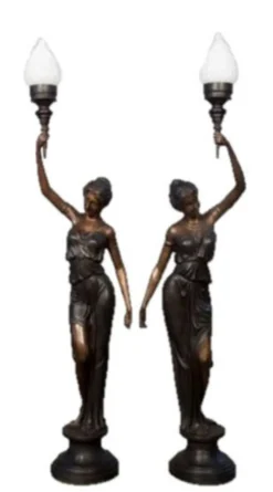 Casa Padrino Luxus Bronze Standleuchten Set - 2 Figurenleuchten Bronzeleuchten