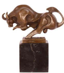 Casa Padrino Luxus Bronze Stierfigur Modernismus - Moderne Skulptur auf Natursteinsockel, 19.0 x 18.2 cm