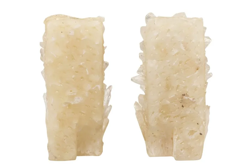 Casa Padrino Luxus Buchstützen 2er Set 24 x 8 x H. 20 cm - Buchstützen Out aus echtem Naturquarz und Kunstharz - Luxus Deko Accessoires
