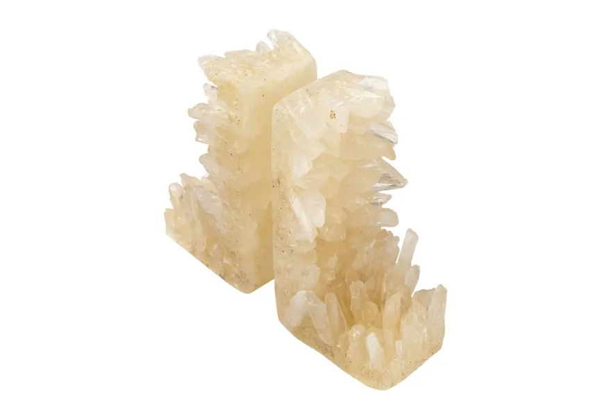 Casa Padrino Luxus Buchstützen 2er Set 24 x 8 x H. 20 cm - Buchstützen Out aus echtem Naturquarz und Kunstharz - Luxus Deko Accessoires