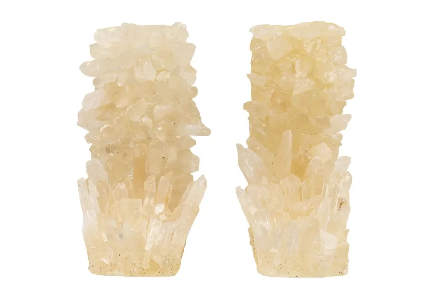 Casa Padrino Luxus Buchstützen 2er Set 24 x 8 x H. 20 cm - Buchstützen Out aus echtem Naturquarz und Kunstharz - Luxus Deko Accessoires
