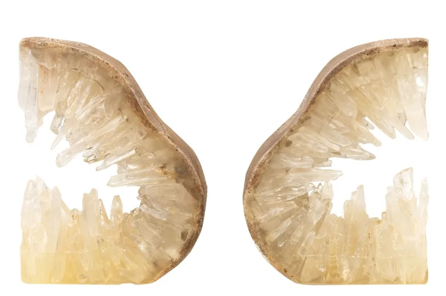 Casa Padrino Luxus Buchstützen 2er Set 30 x 5 x H. 20 cm - Buchstützen In aus echtem Naturquarz und Kunstharz - Luxus Deko Accessoires
