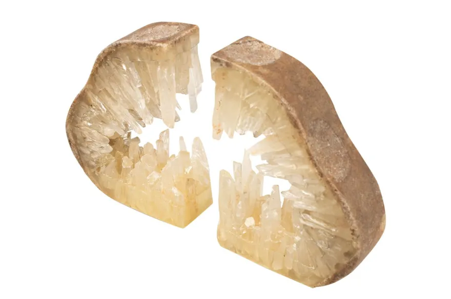 Casa Padrino Luxus Buchstützen 2er Set 30 x 5 x H. 20 cm - Buchstützen In aus echtem Naturquarz und Kunstharz - Luxus Deko Accessoires