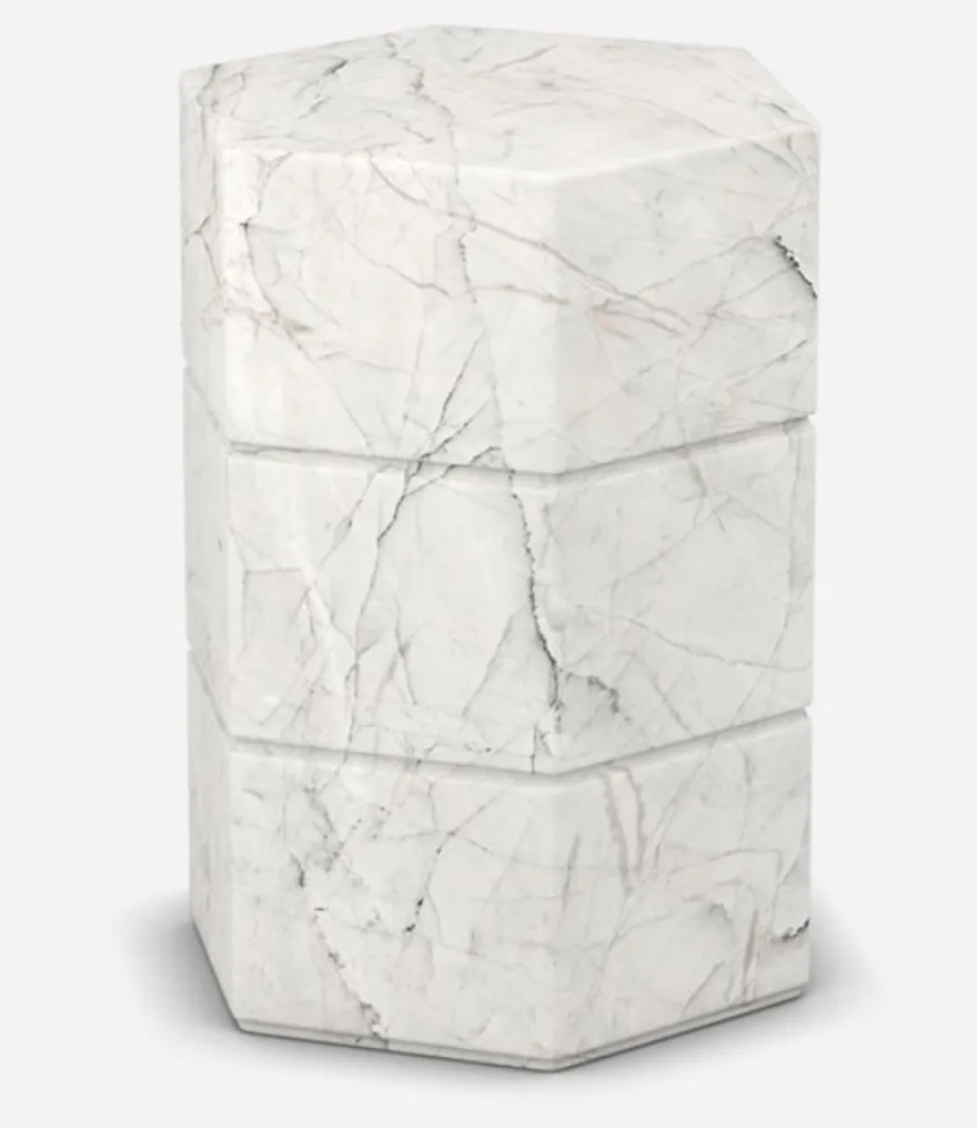Casa Padrino Luxus Carrara Marmor Beistelltisch Weiß 40 x 40 x H. 60 cm - Wohnzimmer Möbel - Marmor Möbel - Luxus Qualität