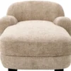 Casa Padrino Luxus Chaiselongue Sandfarben / Schwarz 95 x 170 x H. 69 cm - Wohnzimmer Liegesessel - Recamiere - Wohnzimmer Möbel - Luxus Möbel - Luxus Qualität