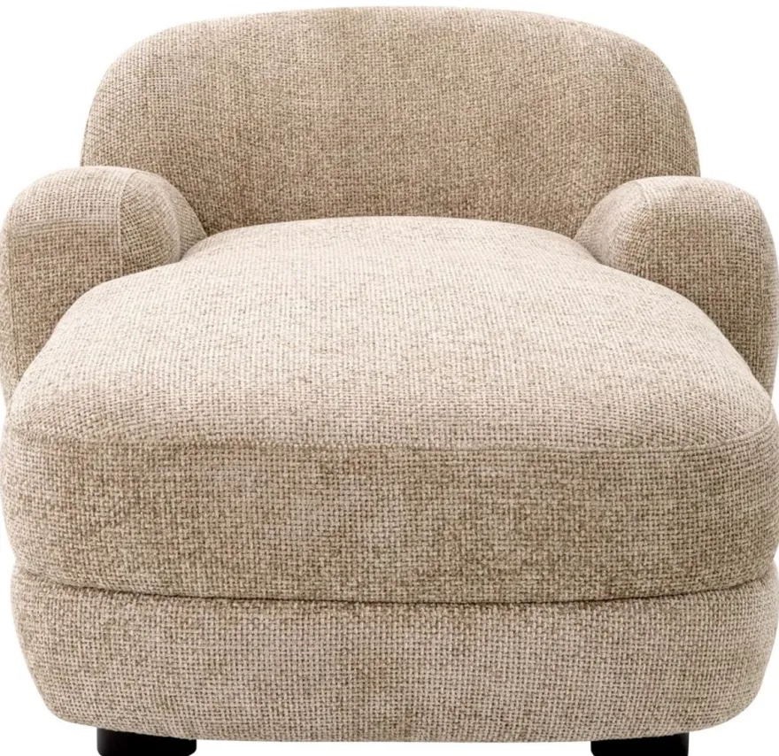 Casa Padrino Luxus Chaiselongue Sandfarben / Schwarz 95 x 170 x H. 69 cm - Wohnzimmer Liegesessel - Recamiere - Wohnzimmer Möbel - Luxus Möbel - Luxus Qualität