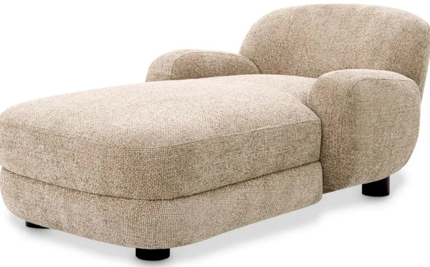 Casa Padrino Luxus Chaiselongue Sandfarben / Schwarz 95 x 170 x H. 69 cm - Wohnzimmer Liegesessel - Recamiere - Wohnzimmer Möbel - Luxus Möbel - Luxus Qualität
