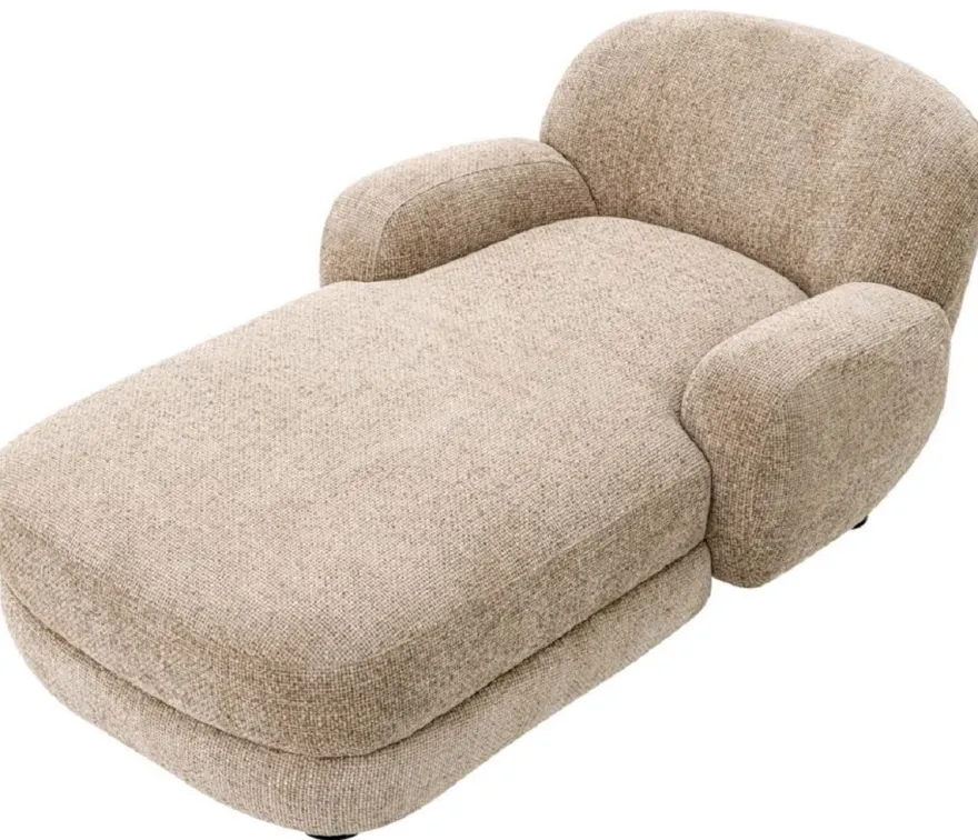 Casa Padrino Luxus Chaiselongue Sandfarben / Schwarz 95 x 170 x H. 69 cm - Wohnzimmer Liegesessel - Recamiere - Wohnzimmer Möbel - Luxus Möbel - Luxus Qualität