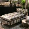 Casa Padrino Luxus Chaiselongue mit Streifen Mehrfarbig / Schwarz 84 x 164 x H. 80 cm - Wohnzimmer Liegesessel - Recamiere - Wohnzimmer Möbel - Luxus Möbel